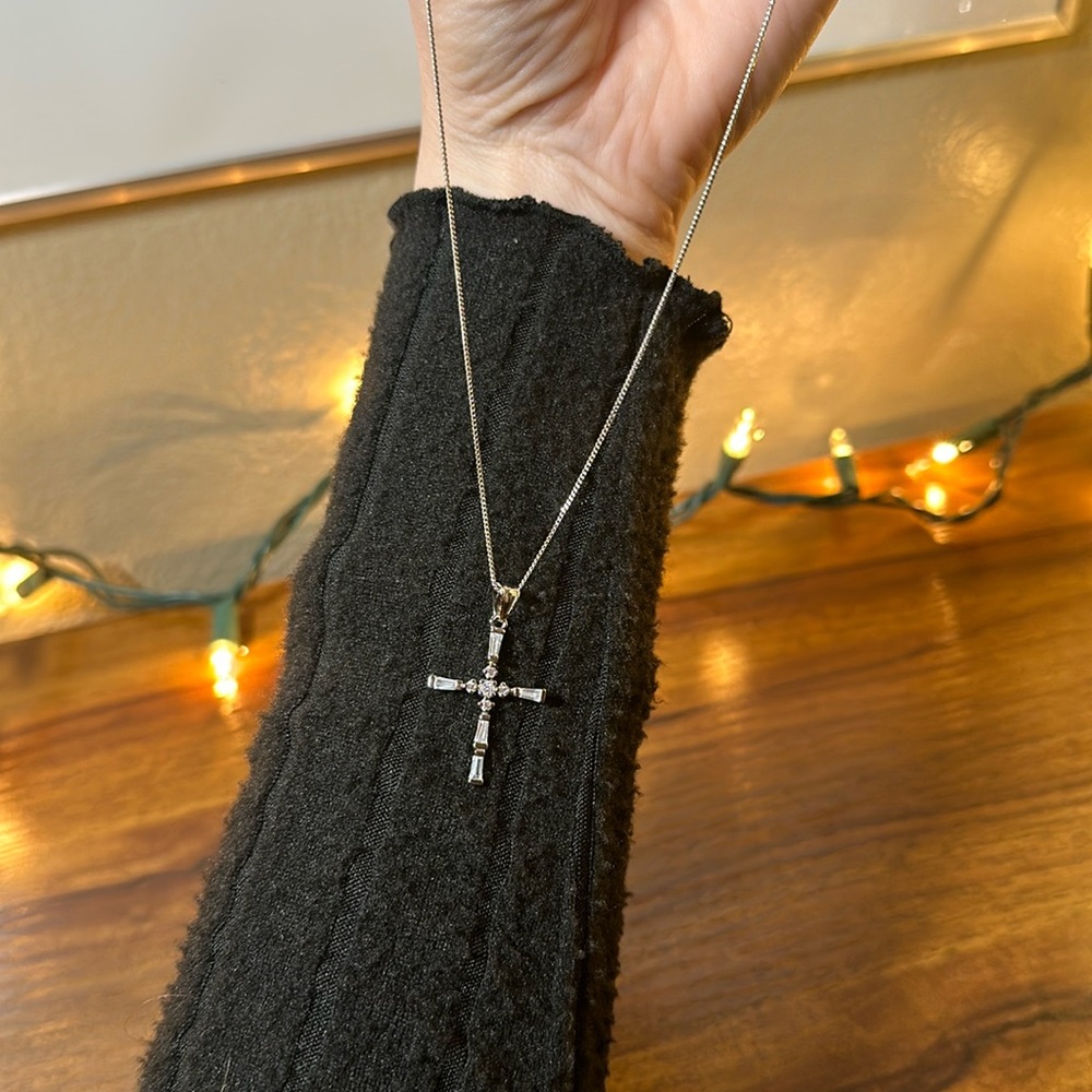 Sterling Silver CZ cross necklace